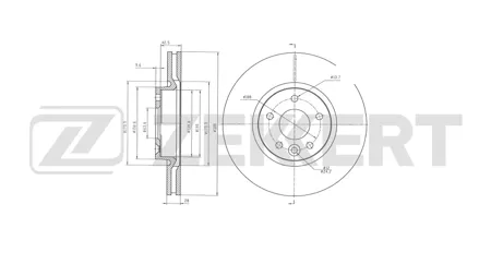 ZEKKERT BS7043 Диск торм.перед. Ford Mondeo IV 07-