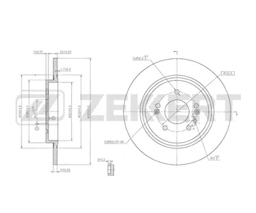 ZEKKERT BS7052 Диск торм.задний Hyundai Palisade 18-, Santa Fe IV 18-
