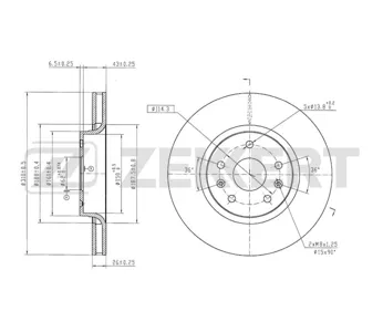 ZEKKERT BS7054 Диск торм.перед. Changan CS55 21-, Qiyuan Q05 23-, UNI-S 24-