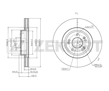 ZEKKERT BS7056 Диск торм.перед. Hyundai Genesis II 13-