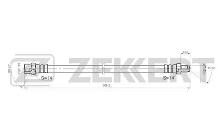 ZEKKERT BS9005 Шланг тормозной Mercedes C-Class (202, 203) 93-, CLK (208, 209) 97-, E-Class (124) 87-, S-Class (116, 126, 140) 73-