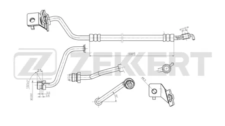 ZEKKERT BS9028 Шланг тормозной перед. левый Hyundai Santa Fe II 06-, Kia Sorento I,II 06-