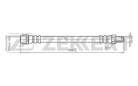 ZEKKERT BS9037 Шланг тормозной задн. Mercedes C-Class (202, 203) 93-, CLK (208, 209) 97-, E-Class (210) 95-, S-Class (140, 220) 91-