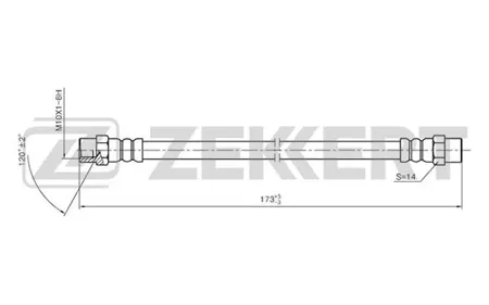 ZEKKERT BS9048 Шланг тормозной задн. правый Audi 80 III, IV, V 80-, 90 I, II 84-, Cabriolet 91-, Coupe I, II 80-