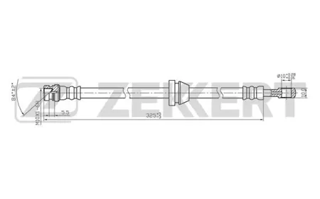 ZEKKERT BS9063 Шланг тормозной перед. Chevrolet Aveo (T200) 03-, Aveo (T250, T255) 05-, Daewoo Aveo (KLAS) 02-