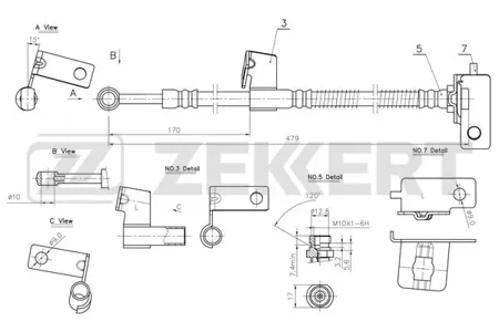 ZEKKERT BS9077 Шланг тормозной перед. левый Hyundai Getz 02-