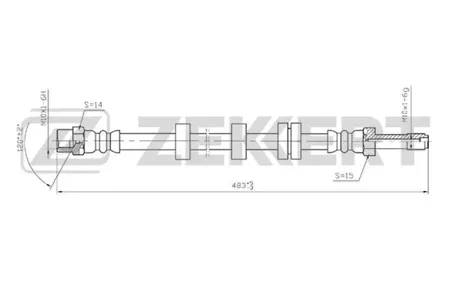 ZEKKERT BS9082 Шланг тормозной Seat Ibiza II 93-, VW Caddy II 95-, Golf III, IV 91-, Polo III 95-