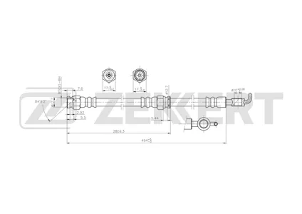 ZEKKERT BS9106 Шланг тормозной задн. Mazda MX-6 92-, 626 V 98-, Xedos 6 92-