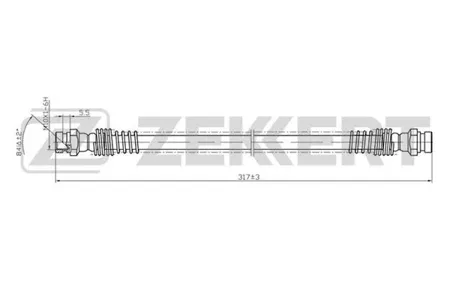 ZEKKERT BS9121 Шланг тормозной Mitsubishi Colt I-III 78-, Galant II-IV 80-, L200 II 89-, Lancer II-V 79-