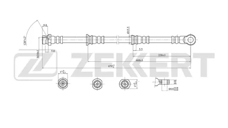 ZEKKERT BS9132 Шланг тормозной перед. Mitsubishi Pajero II,III,IV 00-