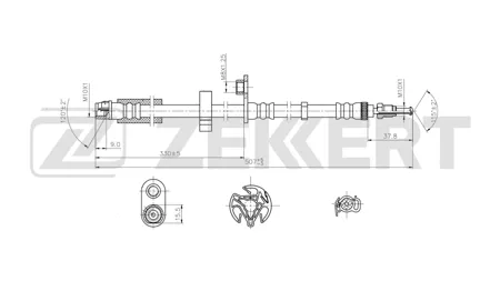 ZEKKERT BS9136 Шланг тормозной перед. Citroen Jumpy II 07-, Fiat Scudo (270, 272) 07-, Peugeot Expert II 07-