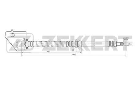 ZEKKERT BS9205 Шланг тормозной перед. левый Hyundai Tucson 04-, Kia Sportage II 04-