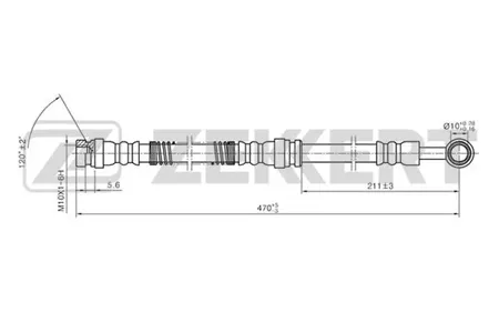 ZEKKERT BS9221 Шланг тормозной перед. Mitsubishi Carisma 95-, Space Star 98-, Volvo S40 96-, V40 95-