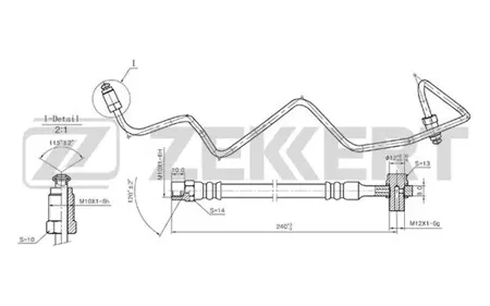ZEKKERT BS9239 Шланг тормозной задн. левый Audi A3 96-, TT 98-, Skoda Octavia (1U) 96-, Rapid (NH) 12-, VW Golf IV 97-