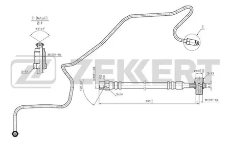 ZEKKERT BS9240 Шланг тормозной задн. правый Audi A3 96-, TT 98-, Skoda Octavia (1U) 96-, Rapid (NH) 12-, VW Golf IV 97-
