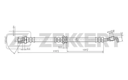 ZEKKERT BS9253 Шланг тормозной задн. правый Chevrolet Lacetti (J200) 05-, Daewoo Nubira (KLAJ) 00-, Nubira (KLAN) 00-