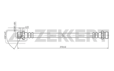ZEKKERT BS9342 Шланг тормозной задн. Kia Carens I, II 00-, Shuma I,II 97-