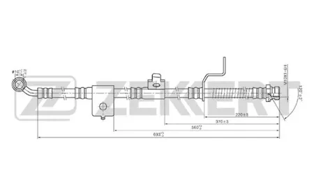 ZEKKERT BS9348 Шланг тормозной перед. правый Hyundai Sonata IV 01-, Kia Magentis 01-