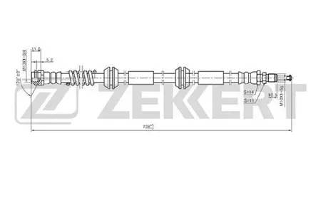 ZEKKERT BS9396 Шланг тормозной перед. VW Touareg 03-