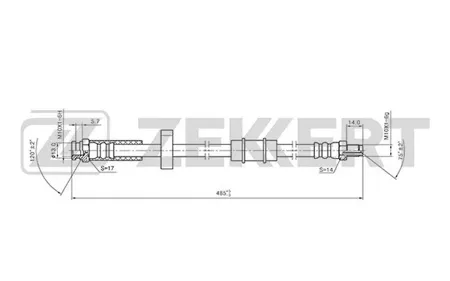 ZEKKERT BS9403 Шланг тормозной Citroen Jumper (230) 94-, Fiat Ducato (230) 94-, Peugeot Boxer (ZCT, 230) 94-