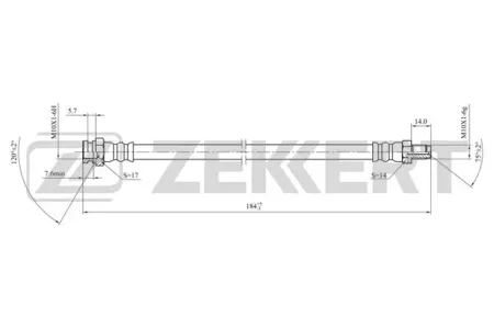 ZEKKERT BS9435 Шланг тормозной Citroen Jumper (244) 99-, Peugeot Boxer (244, Z) 97-, Fiat Ducato (230, 244, 250, 290) 00-