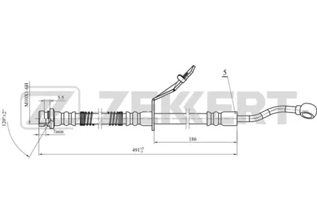 ZEKKERT BS9475 Шланг тормозной перед. левый Hyundai Solaris IV 10-,  Kia Rio  III 11-