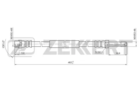 ZEKKERT BS9484 Шланг тормозной задн. VW LT 28-35 II 96-, LT 28-46 II 96-