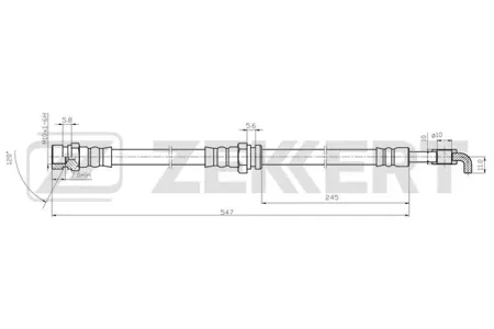 ZEKKERT BS9494 Шланг тормозной задн. Kia Carens II 02-, Sephia 96-, Shuma 96-