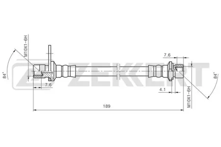 ZEKKERT BS9500 Шланг тормозной задн. левый Toyota Corolla (E150, E180) 06-, Auris (E150, E180) 06-, Verso (R20) 12-