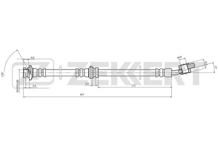 ZEKKERT BS9514 Шланг тормозной перед. левый Nissan Almera (N16) 00-