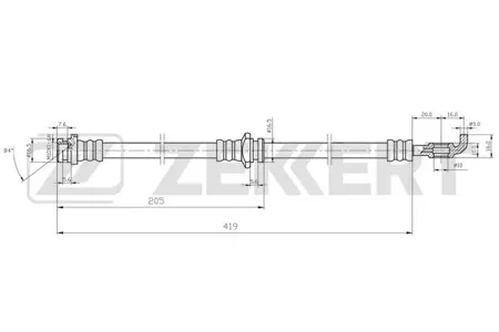 ZEKKERT BS9519 Шланг тормозной перед. Opel Frontera A 92-, Campo 91-, Isuzu Trooper (UBS) 88-