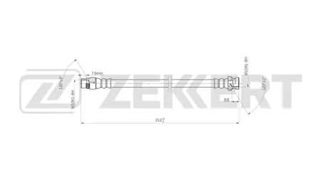 ZEKKERT BS9555 Шланг тормозной задн. Renault Megane II 03-, Scenic II 03-, Laguna II,III 01-, Kangoo 97-, Espace IV 02-