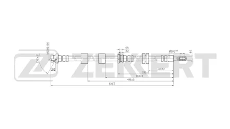 ZEKKERT BS9564 Шланг тормозной перед. правый Mitsubishi Lancer VIII 08-, Outlander II, III 06-, ASX 10-, Peugeot 4007 07-, Citroen C-Crosser 07-