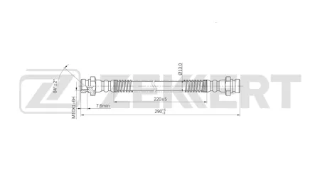 ZEKKERT BS9571 Шланг тормозной перед. лев.прав. Mitsubishi L200 III 96-, Galant VI 87-, Eclipse 89-