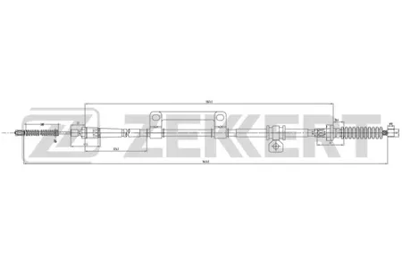 ZEKKERT BZ1004 Трос ручного тормоза левый Kia Cerato 01-, Shuma I, II 97-, Spectra 04-