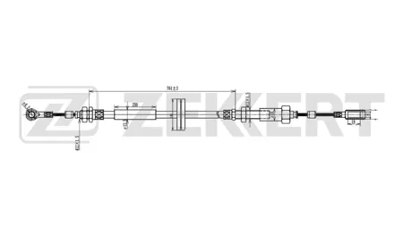 ZEKKERT BZ1010 Трос ручного тормоза передний Citroen Jumper (230, 244) 94-, Fiat Ducato (230, 290) 89-, Peugeot Boxer (230) 94-