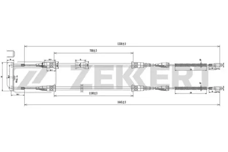ZEKKERT BZ1030 Трос ручного тормоза задн. лев.прав. Daewoo Nexia 94-, Opel Kadett E 84-