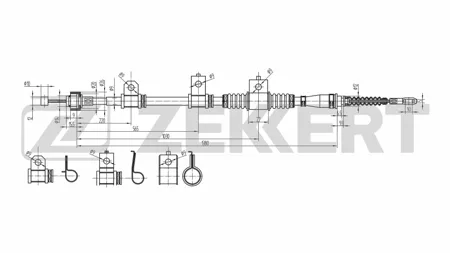 ZEKKERT BZ1035 Трос ручного тормоза задн. лев. Kia Cerato 04-, Spectra 04-
