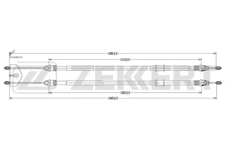 ZEKKERT BZ1108 Трос ручного тормоза лев.прав. Ford Fiesta IV, V 00-, Fusion 02-, Mazda 2 03-