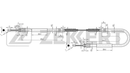 ZEKKERT BZ1123 Трос ручного тормоза задний Peugeot Boxer (ZCT,230,244) 97-, Fiat Ducato (230,244,250) 97-,   Citroen Jumper (230) 94-