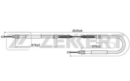 ZEKKERT BZ1128 Трос ручного тормоза задний Citroen Jumper (244, Z) 02-, Peugeot Boxer (244, Z) 01-, Fiat Ducato (244) 01-