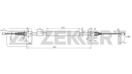 ZEKKERT BZ1198 Трос ручного тормоза задн. лев. Opel Corsa C 00-