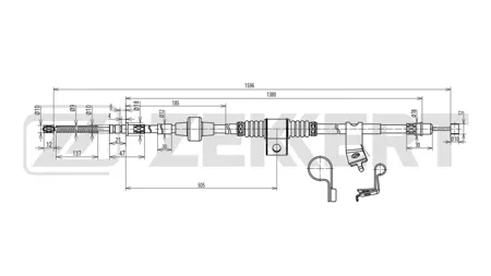 ZEKKERT BZ1204 Трос стояночного тормоза задн. лев. Mitsubishi Lancer VIII 07-