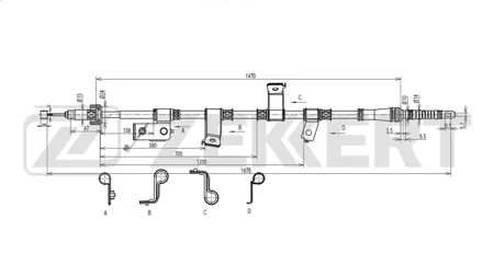 ZEKKERT BZ1207 Трос стояночного тормоза задн. лев. Hyundai Elantra IV 06-, i30 07-