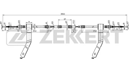 ZEKKERT BZ1216 Трос ручного тормоза задн. лев.прав. Ford Transit IV 93-, Transit Tourneo 94-