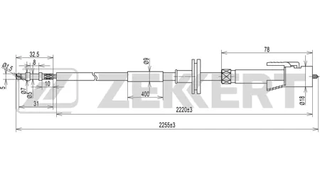 ZEKKERT BZ1218 Трос спидометра VW TranSporter III 79-
