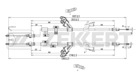 ZEKKERT BZ1262 Трос ручного тормоза задн. лев.прав. Ford C-Max II 11-, Focus III 11-