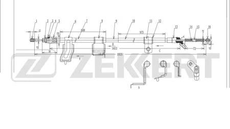 ZEKKERT BZ1321 Трос стояночного тормоза задн. прав. Nissan Qashqai Qashqai +2 (J10, NJ10, JJ10E) 06-