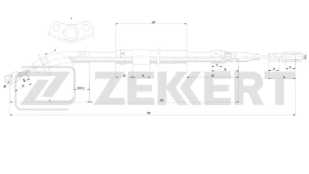 ZEKKERT BZ1406 Трос ручного тормоза задн. прав. Mercedes Sprinter 4-t (B904) 95-, VW LT 28-46 II 96-