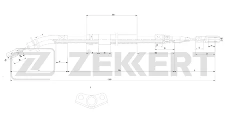 ZEKKERT BZ1407 Трос стояночного тормоза задн. лев. Mercedes Sprinter 4-t (B904) 95-, VW LT 28-46 II 96-